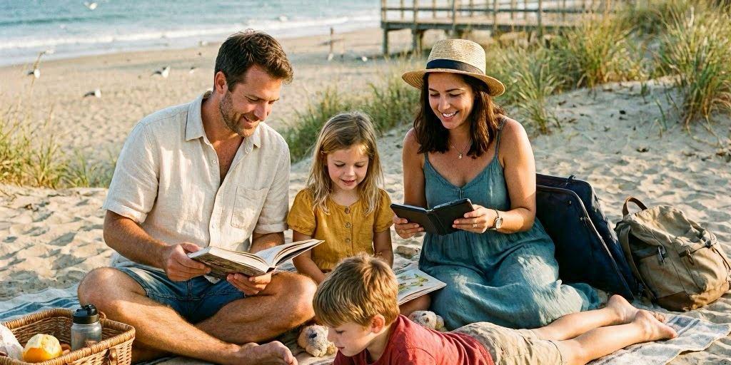 Bing - Urlaubsbild lesende Familie (c) köB Anrath